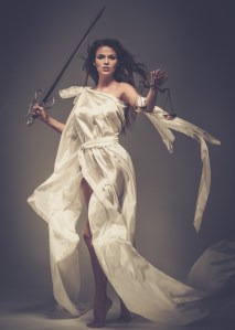 Femida, Goddess of Justice, with scales and sword